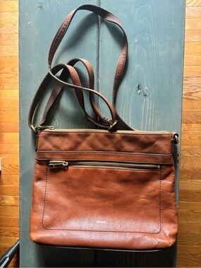 Fossil Brown Leather Crossbody Bag